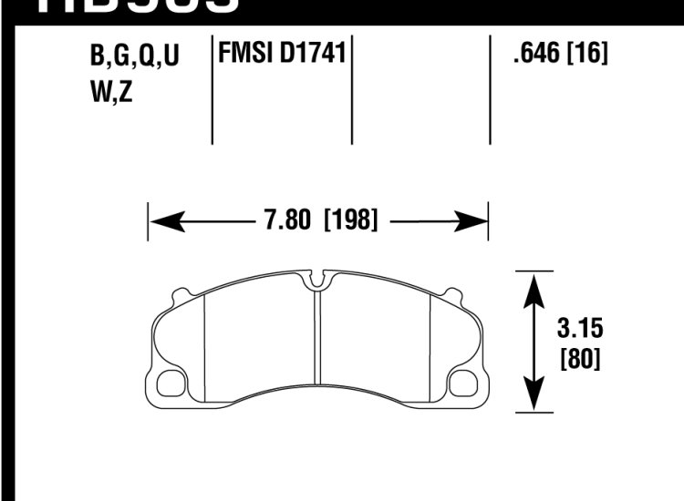 Колодки тормозные HB905U.646 HAWK DTC-70 перед Porsche 911 991 Turbo; D=65mm