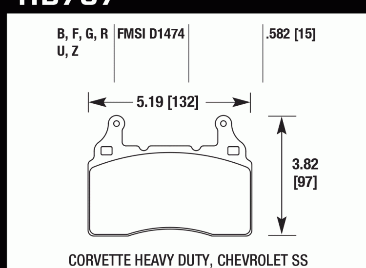 Колодки тормозные HB787G.582 HAWK DTC-60 Corvette (Front) Rev FB
