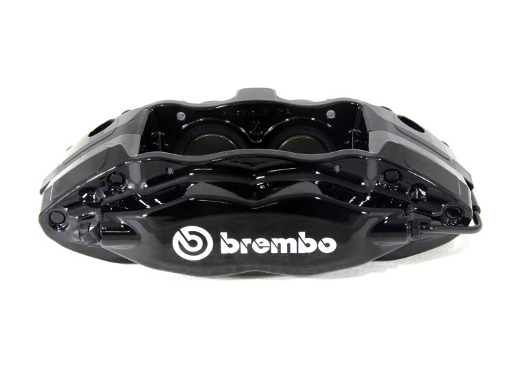 Комплект суппортов 2 шт. Brembo 4 поршня+адаптеры+армир. торм. шланги (2 шт) Черные VAG-B4B-GN3BK
