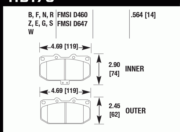 Колодки тормозные HB178D.564 HAWK ER-1