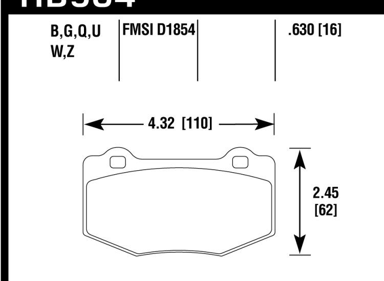 Колодки тормозные HB904W.630 DTC-30 задние Mustang Shelby GT350; Camaro; Corvette 2015->