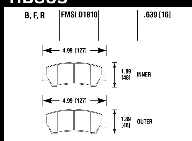 Колодки тормозные HB803D.639 HAWK ER-1 Задние Ford Mustang VI 2015->
