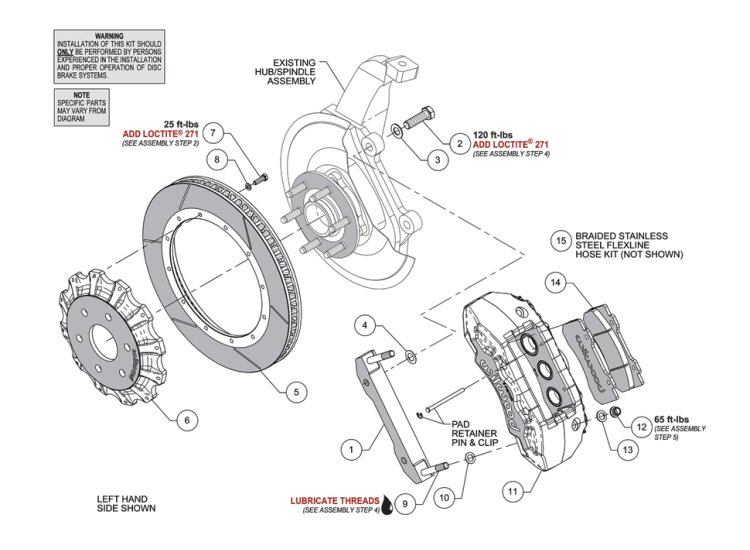 Тормозная система передняя 406x35mm, Wilwood 6 поршней, TX6R, черный, RAM 1500 TRX, 140-17389
