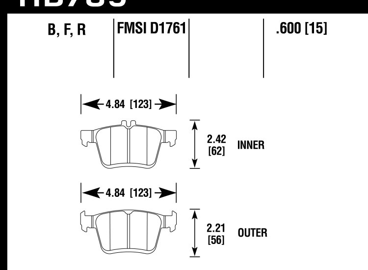 Колодки тормозные HB789N.600 HAWK HP+ , задние A3 8V; TT 8S; GOLF 7; PASSAT 3G;