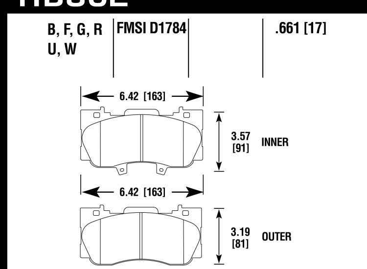 Колодки тормозные HB802U.661 HAWK DTC-70 FORD Mustang Performance R-Package, 2014-> Передние