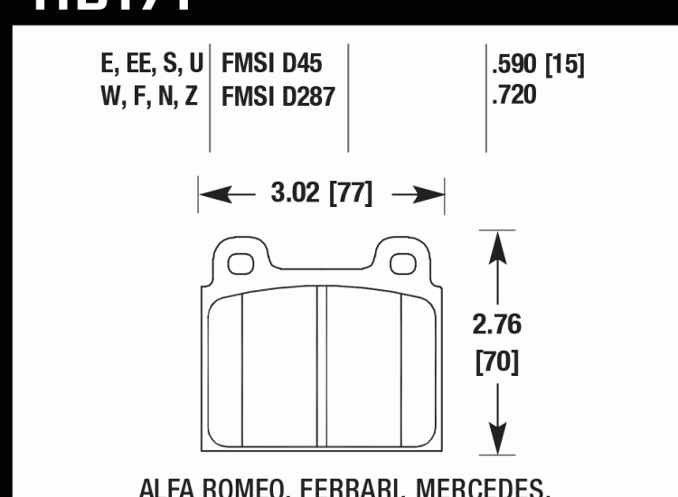 Колодки тормозные HB171D.590 HAWK ER-1
