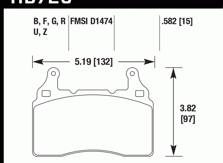 Колодки тормозные HB726D.582 HAWK ER-1 перед Camaro 6.2 2010-13; Corvette C7 2013-> ; Cadillac CT6;