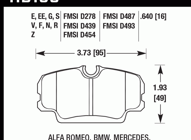 Колодки тормозные HB195U.640 HAWK DTC-70 BMW E30