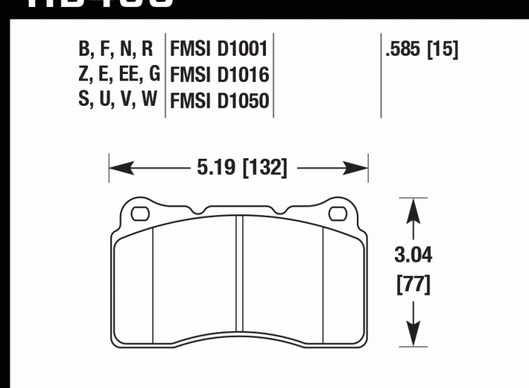 Колодки тормозные HB453D.585 HAWK ER-1 передние Lancer Evo V-X; SUBARU WRX STI; MEGAN RS; TESLA S, X