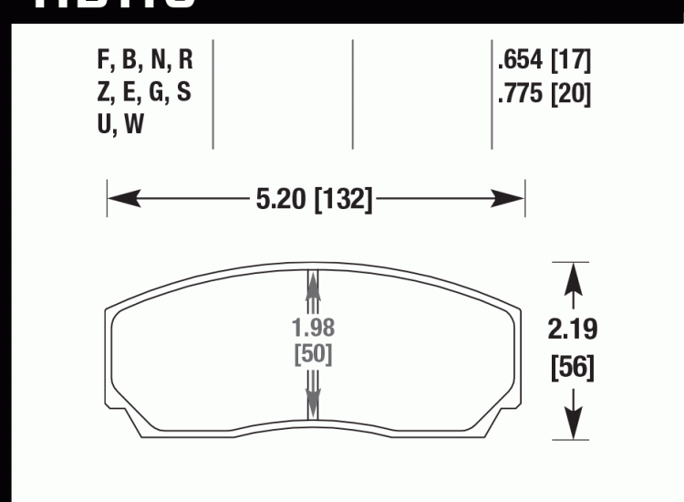 Колодки тормозные HB110D.654 HAWK ER-1 AP Racing, Alcon, Proma 4 порш; HPB тип 2, Rotora,17mm