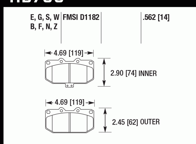 Колодки тормозные HB700D.562 HAWK ER-1