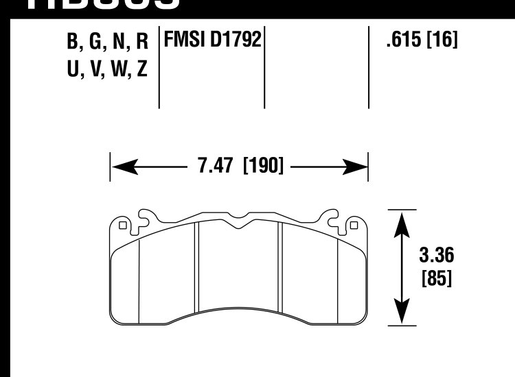Колодки тормозные HB805U.615 HAWK DTC-70 перед FORD MUSTANG BREMBO PACKAGE 2015->