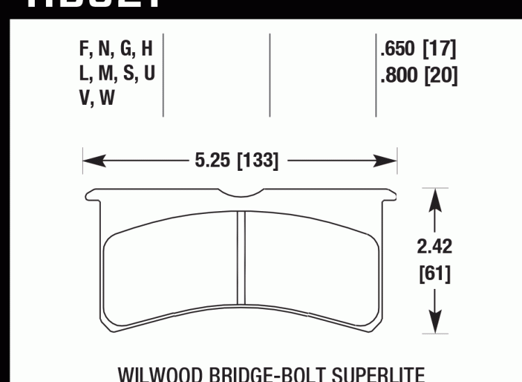 Колодки тормозные HB521D.800 HAWK ER-1 Wilwood 6 порш. 4 порш. 20 mm