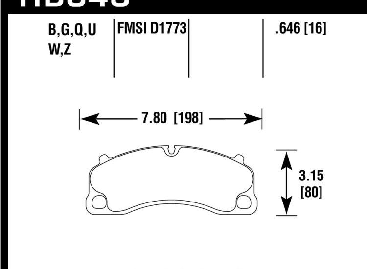 Колодки тормозные HB848U.646  HAWK DTC-70 перед PORSCHE 911 (991) GT3, GT3 RS; Cayman 718 GT4, GTS;
