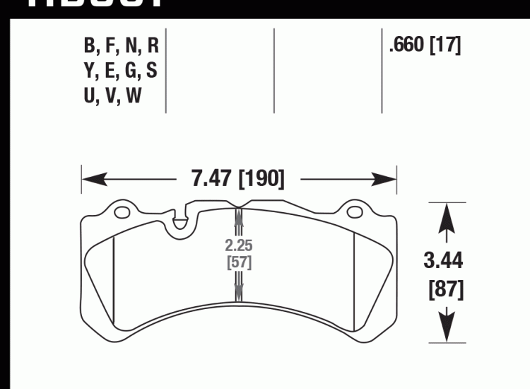 Колодки тормозные HB581D.660 HAWK ER-1 Brembo GT 6 поршней тип J, N