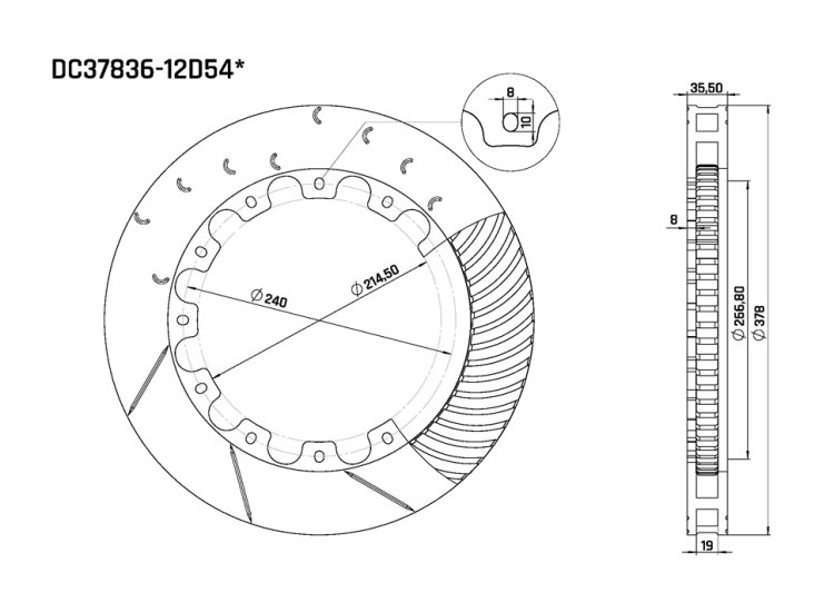 Ротор тормозного диска 378*36mm, DC Brakes DC37836-12D54S,  D крепеж