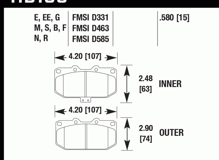 Колодки тормозные HB155D.580 HAWK ER-1