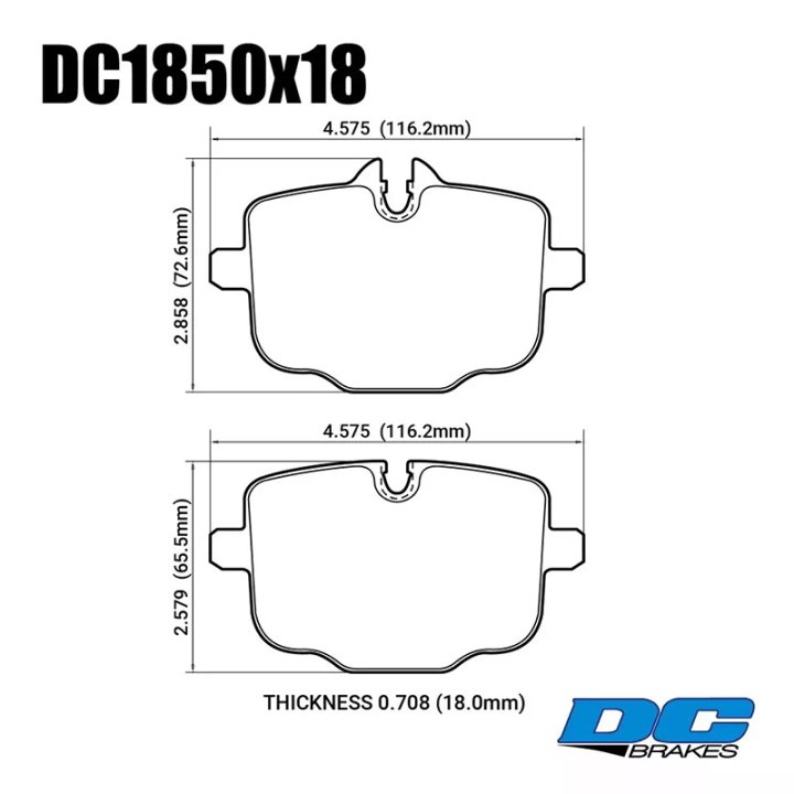 Колодки тормозные DC1850R18 DC brakes Street HD+, задние BMW M3 G80; M4 G82; M5 F10; M6 F12; X5