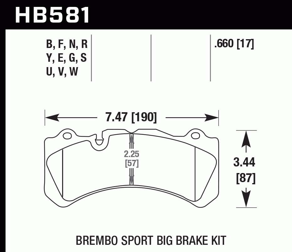 Колодки тормозные HB581D.660 HAWK ER-1 Brembo GT 6 поршней тип J, N