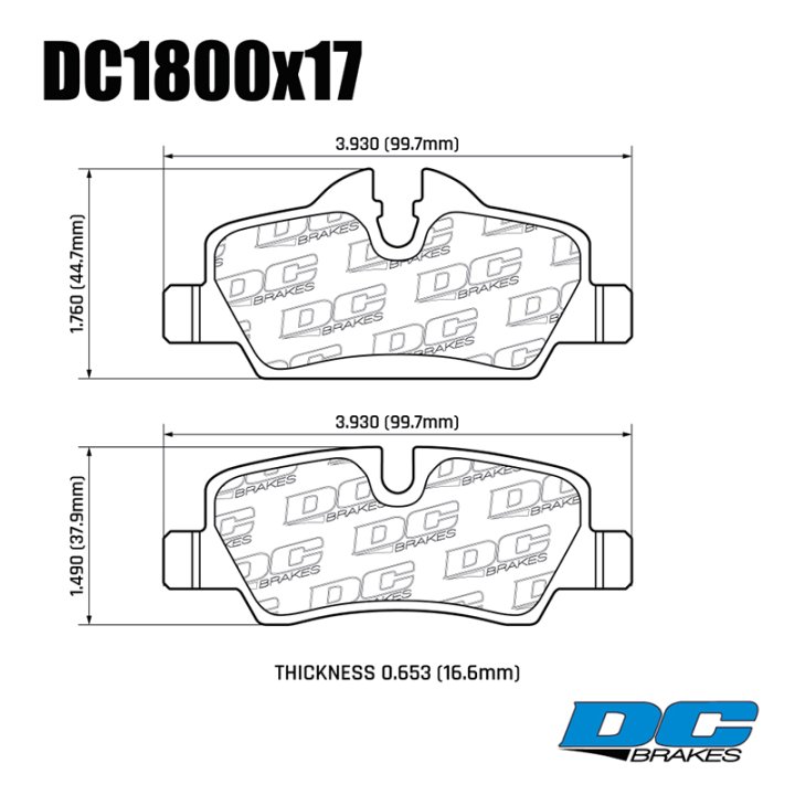 Колодки тормозные DC1800E17 DC brakes RT2, задние MINI JCW F55; F56
