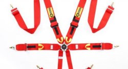 Ремни безопасности Beltenick, 6-ти точечные с омологацией до 2030г. красные