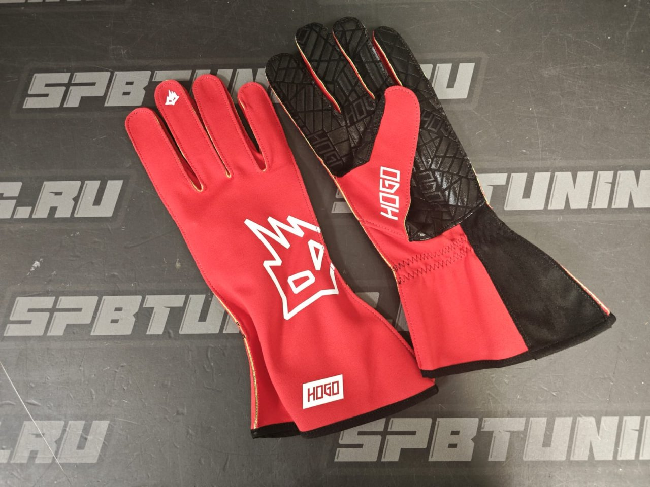 HOGO N2 перчатки для картинга, красный/зеленый неоновый, р-р M
